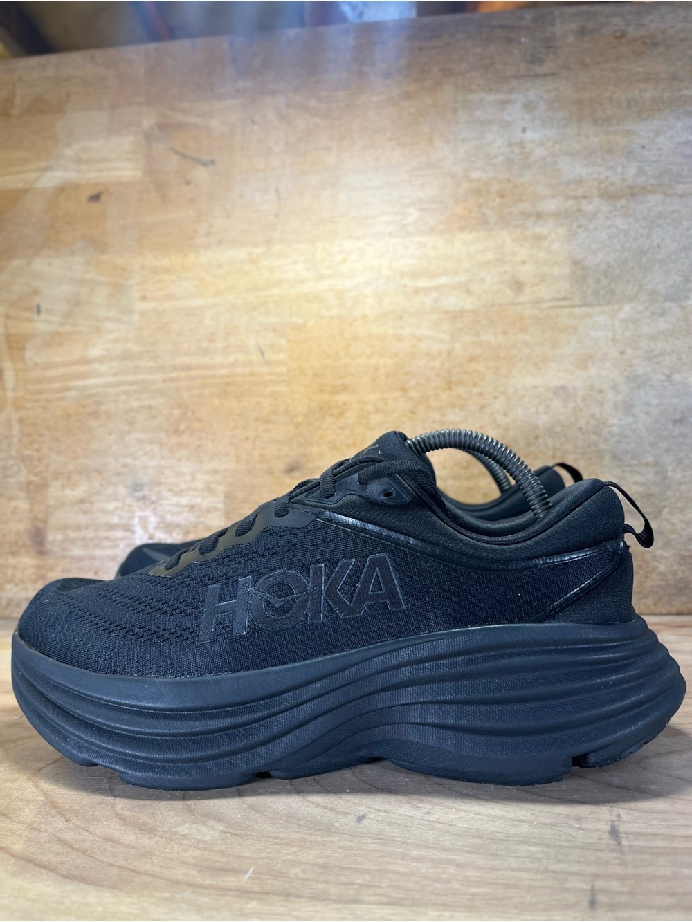 Hoka One One Bondi 8 REFLECTIVE Womens Size 10 Running Shoes Sneakers Black - Picture 3 of 11